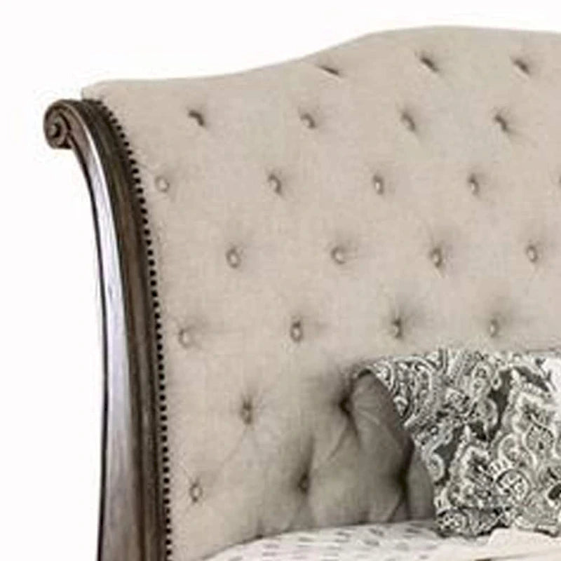 Letto matrimoniale king size con testiera e pediera a slitta, marrone