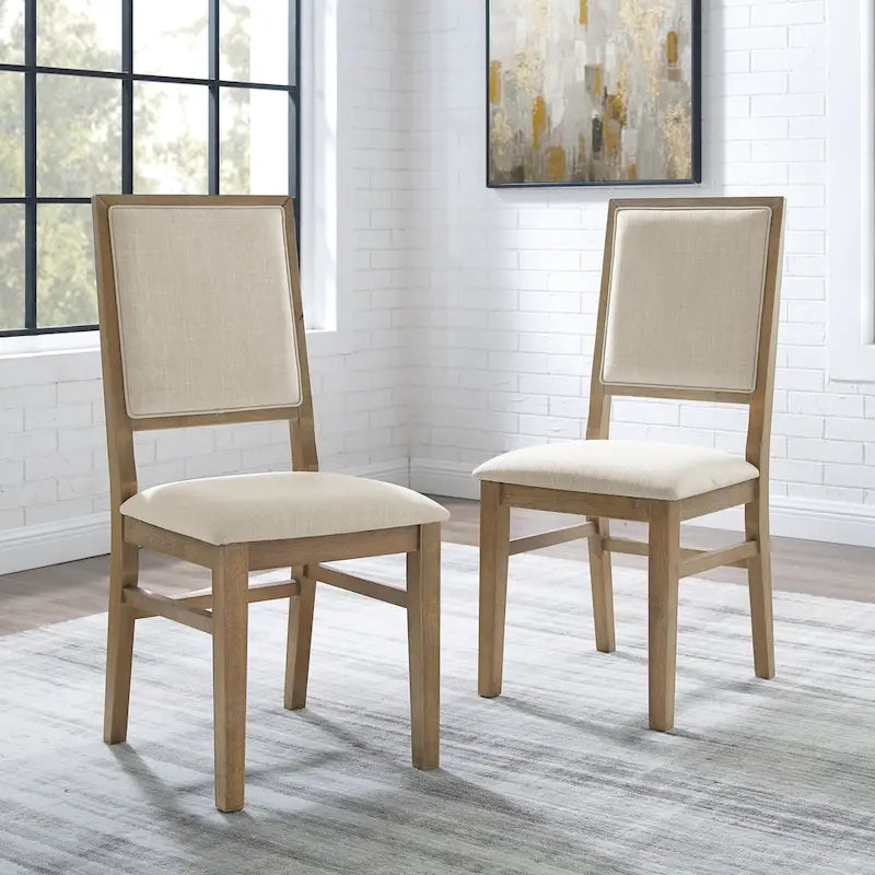 Set di 2 sedie da pranzo imbottite con schienale a X in legno – Marrone rustico
