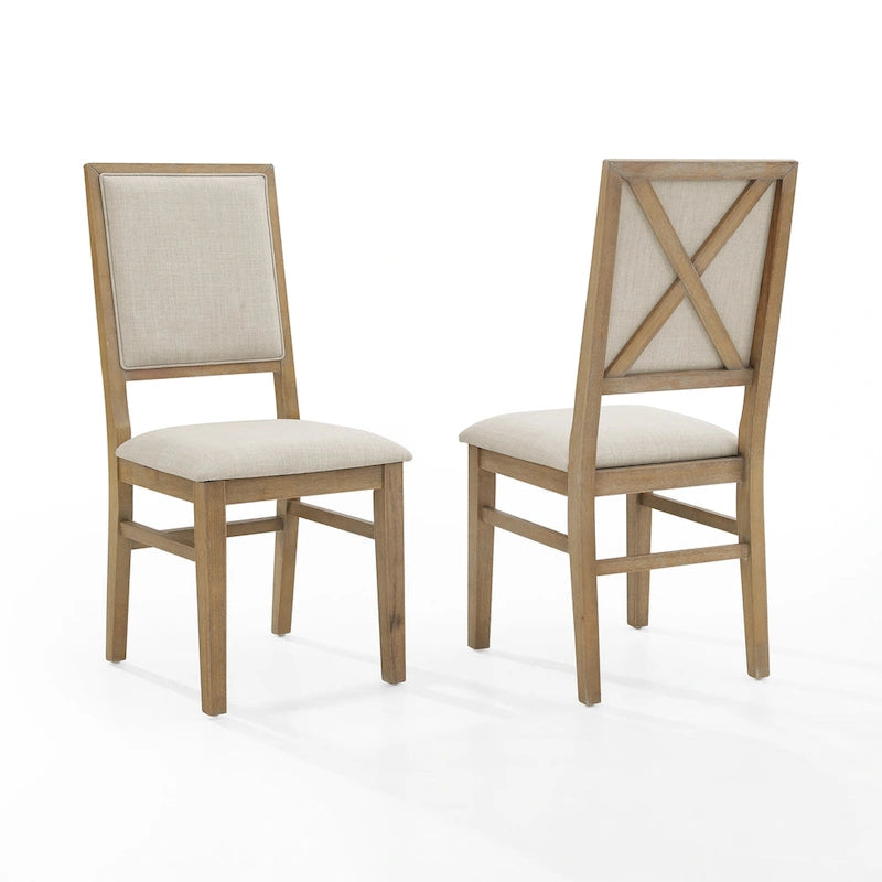 Set di 2 sedie da pranzo imbottite con schienale a X in legno – Marrone rustico
