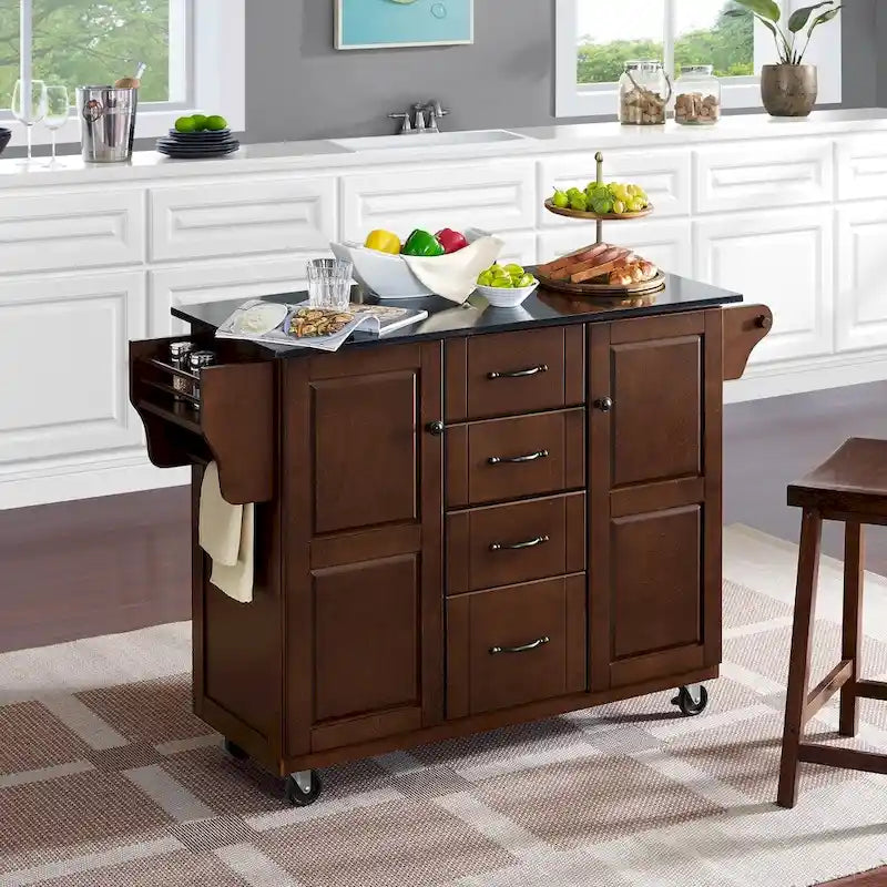 Isola da cucina portatile con piano in legno