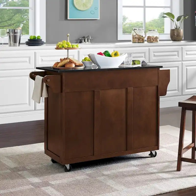 Isola da cucina portatile con piano in legno