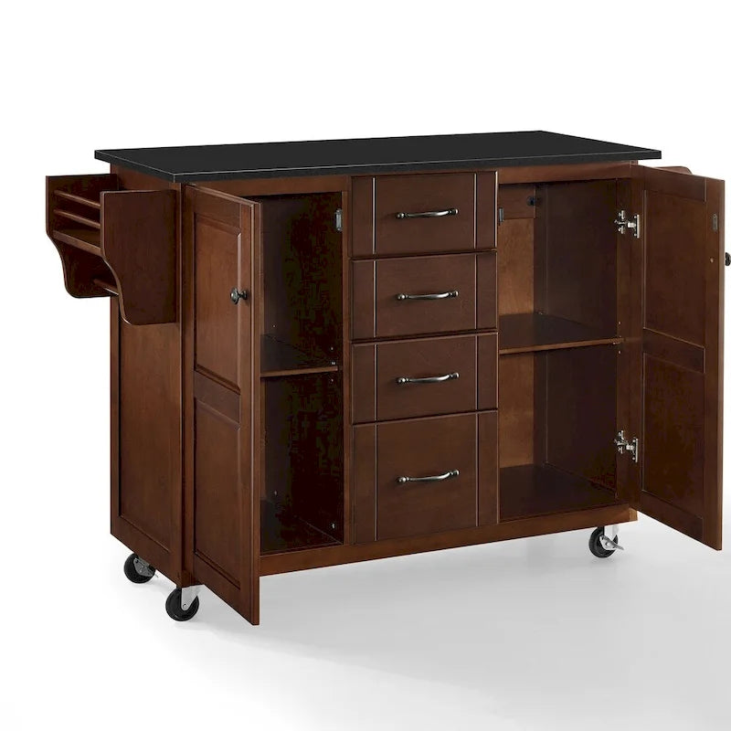 Isola da cucina portatile con piano in legno