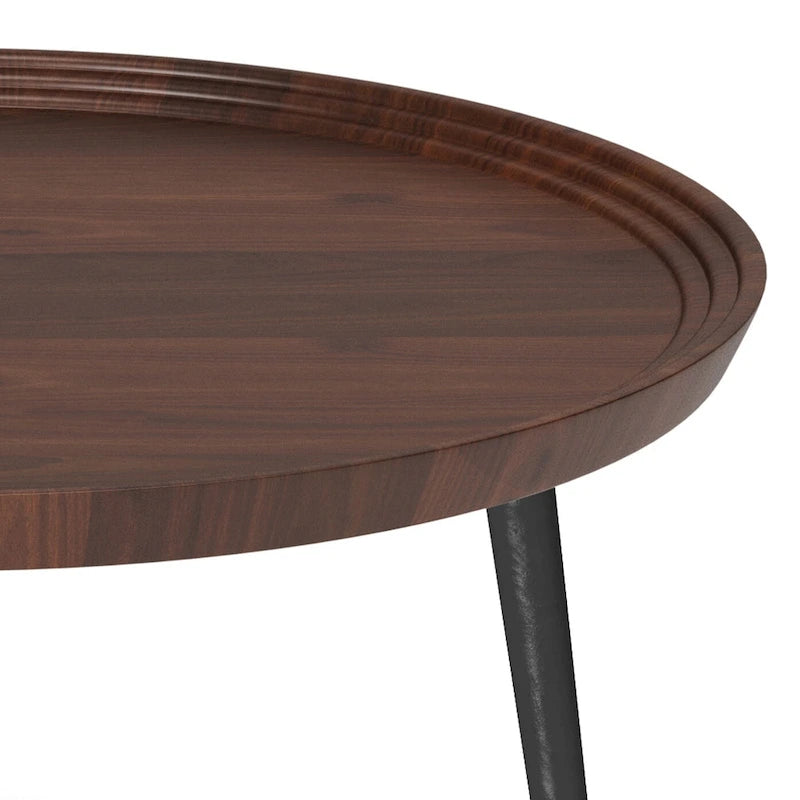 Tavolino rotondo vassoio – Legno massello di acacia