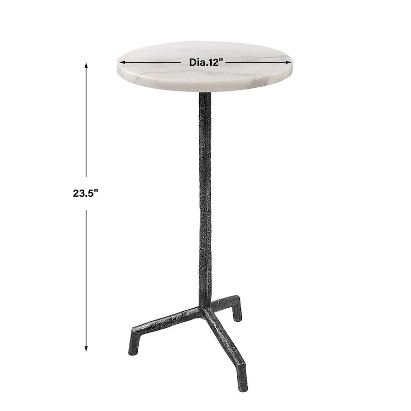 Tavolino portabevande con ripiano in marmo bianco - 12 L x 23,5 A x 12 P pollici