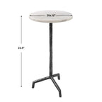 Tavolino portabevande con ripiano in marmo bianco - 12 L x 23,5 A x 12 P pollici