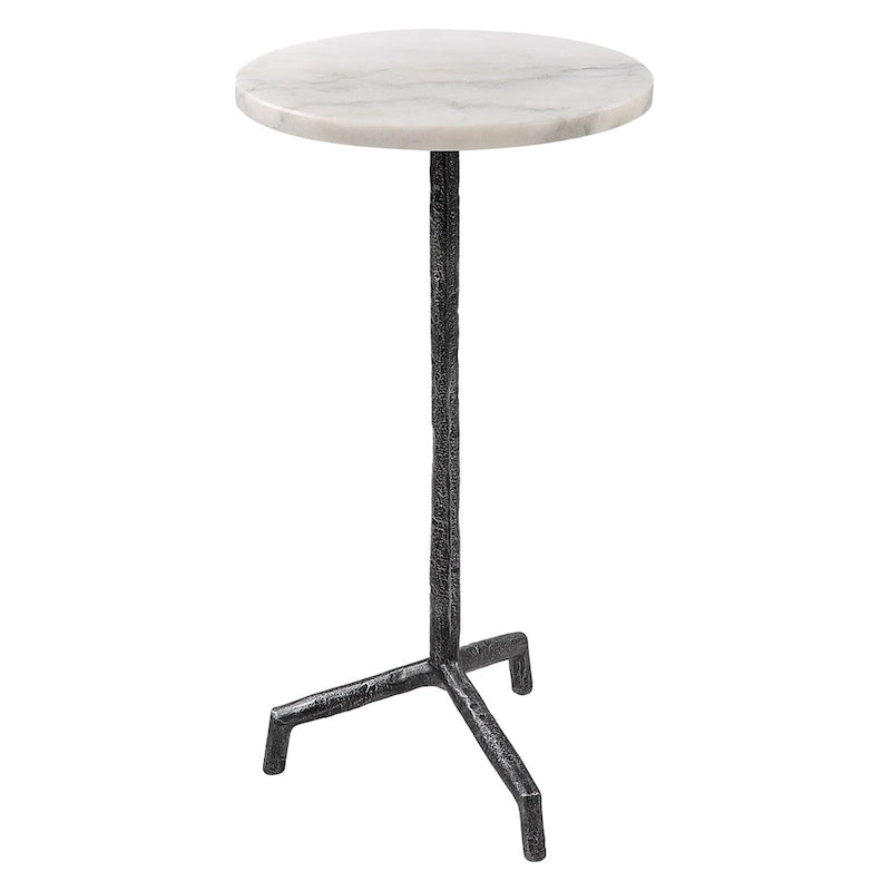 Tavolino portabevande con ripiano in marmo bianco - 12 L x 23,5 A x 12 P pollici