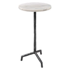 Tavolino portabevande con ripiano in marmo bianco - 12 L x 23,5 A x 12 P pollici