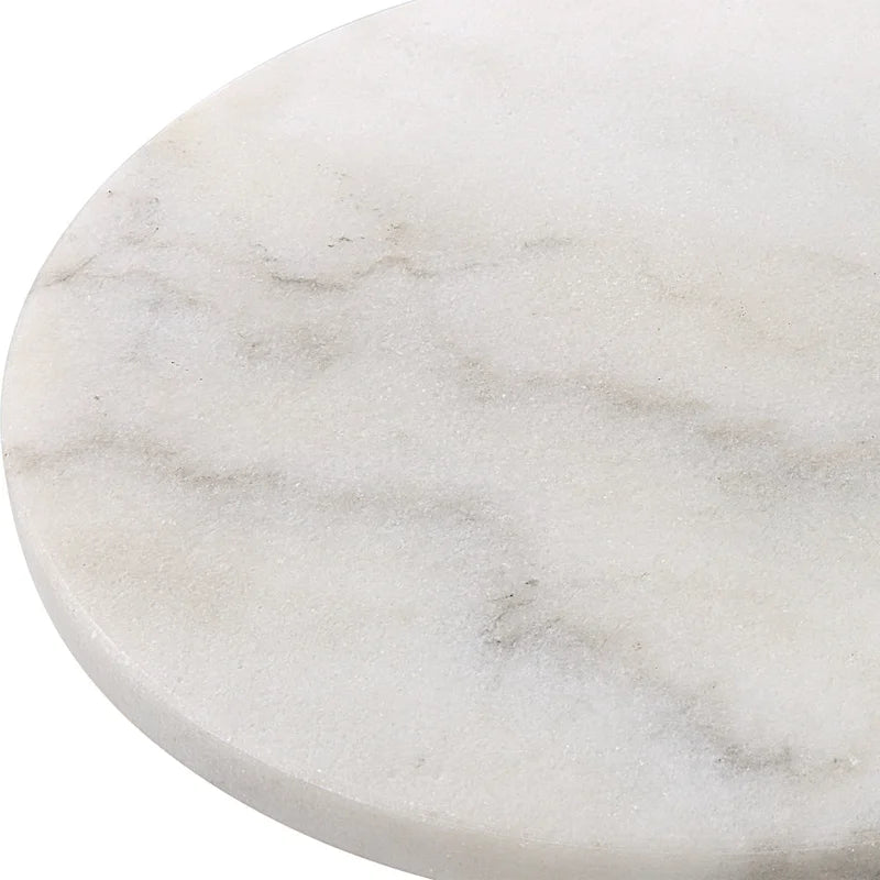 Tavolino portabevande con ripiano in marmo bianco - 12 L x 23,5 A x 12 P pollici