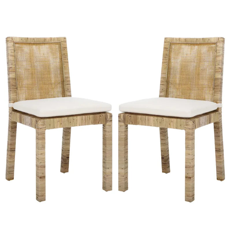 Sedia da pranzo in rattan con cuscino, set da 2 - 55,1 cm L x 46 cm P x 98 cm H
