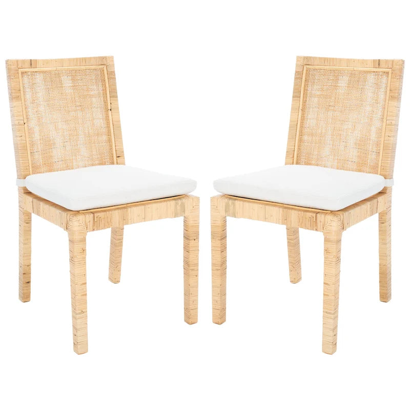 Sedia da pranzo in rattan con cuscino, set da 2 - 55,1 cm L x 46 cm P x 98 cm H