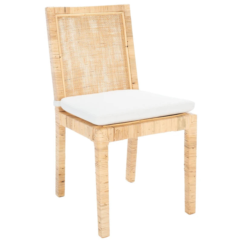 Sedia da pranzo in rattan con cuscino, set da 2 - 55,1 cm L x 46 cm P x 98 cm H