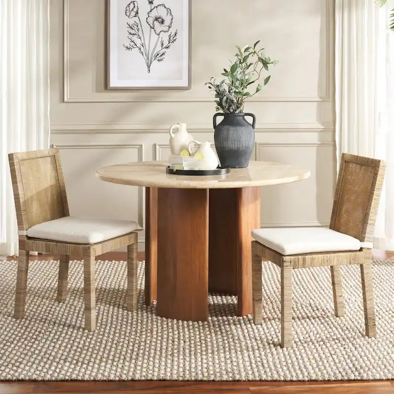 Sedia da pranzo in rattan con cuscino, set da 2 - 55,1 cm L x 46 cm P x 98 cm H