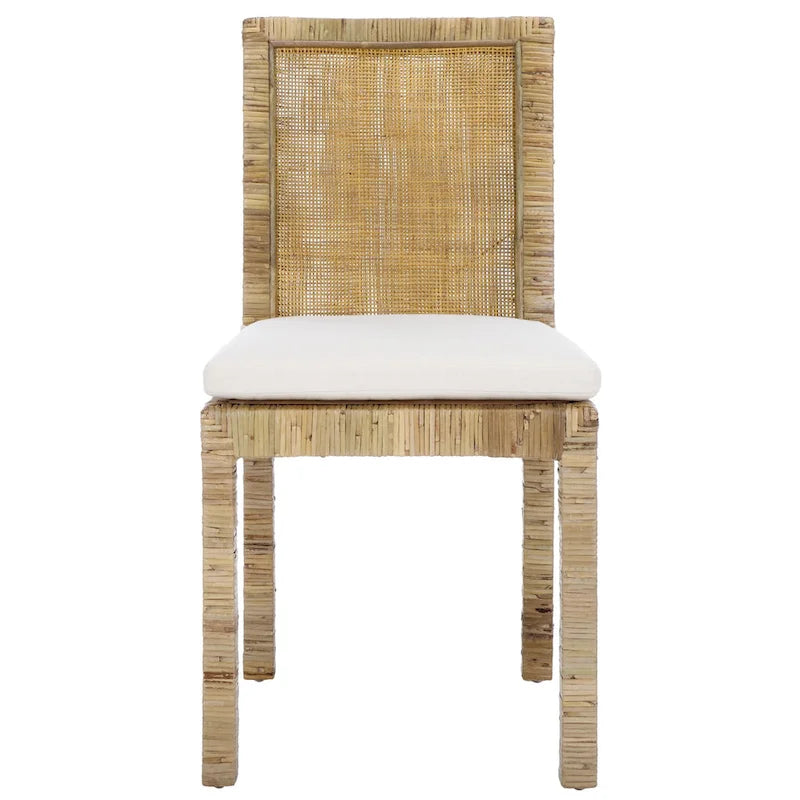 Sedia da pranzo in rattan con cuscino, set da 2 - 55,1 cm L x 46 cm P x 98 cm H