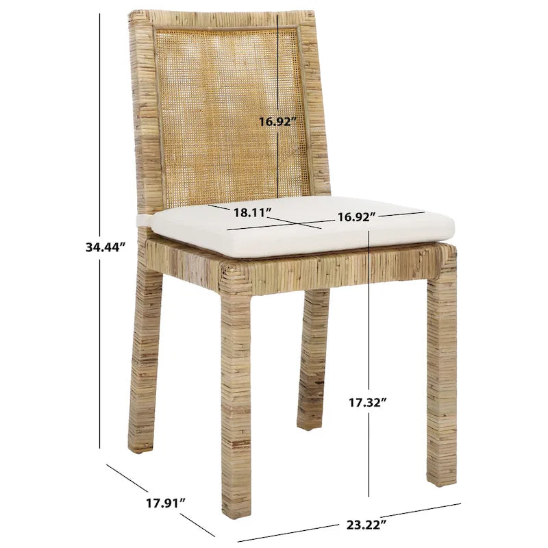 Sedia da pranzo in rattan con cuscino, set da 2 - 55,1 cm L x 46 cm P x 98 cm H