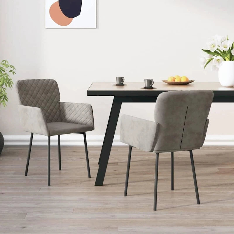 Sedie da Pranzo in Velluto Set da 2 – Sedie Imbottite con Braccioli