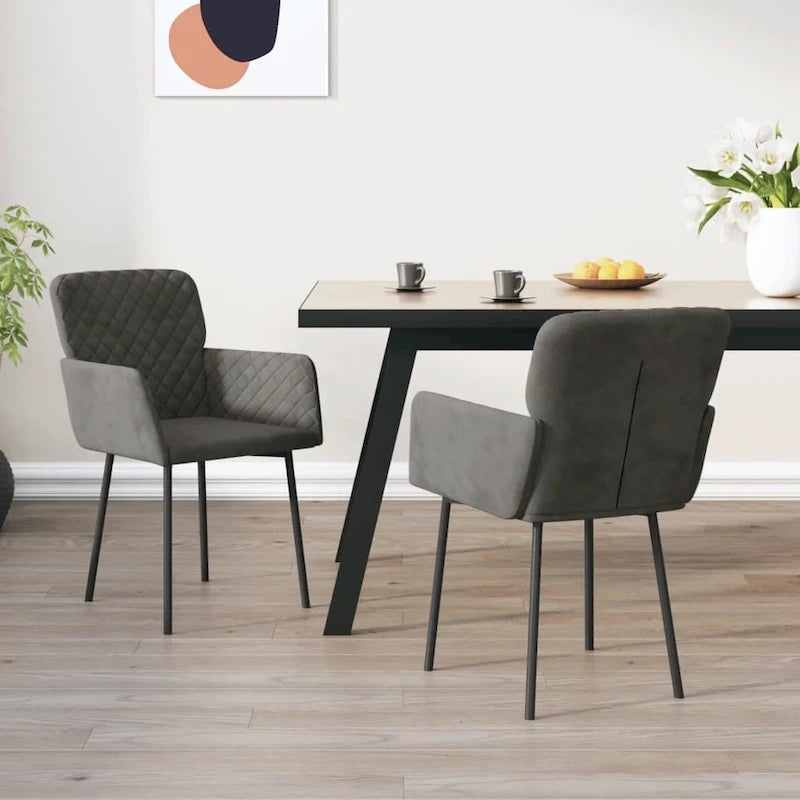 Sedie da Pranzo in Velluto Set da 2 – Sedie Imbottite con Braccioli