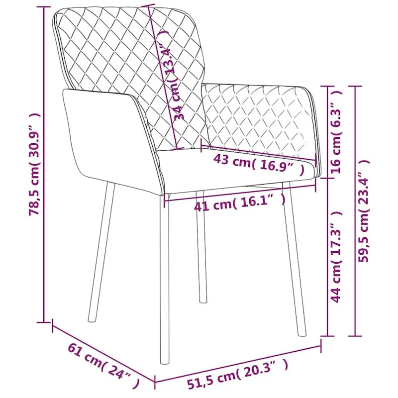 Sedie da Pranzo in Velluto Set da 2 – Sedie Imbottite con Braccioli