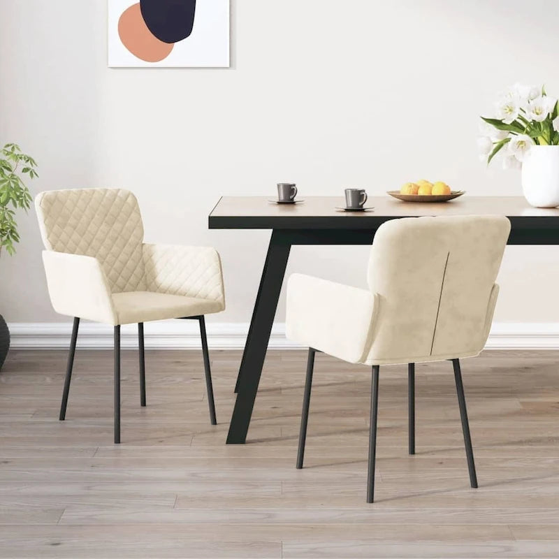 Sedie da Pranzo in Velluto Set da 2 – Sedie Imbottite con Braccioli