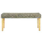 Panca in Rattan con Gambe in Legno Massello di Mango