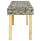 Panca in Rattan con Gambe in Legno Massello di Mango
