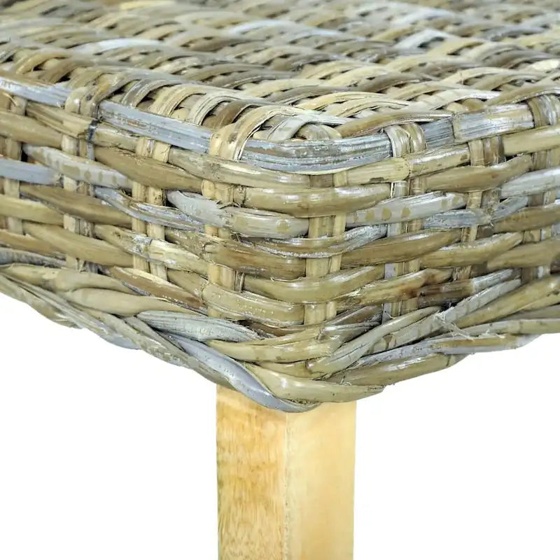 Panca in Rattan con Gambe in Legno Massello di Mango