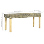 Panca in Rattan con Gambe in Legno Massello di Mango
