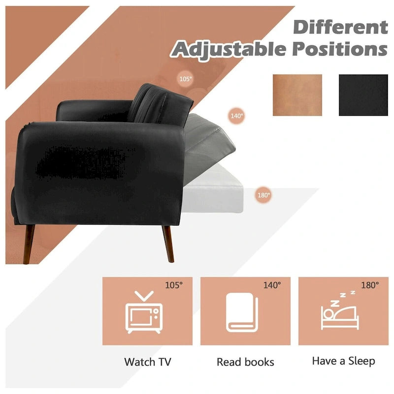Divano Letto Futon Convertibile con Schienale Regolabile