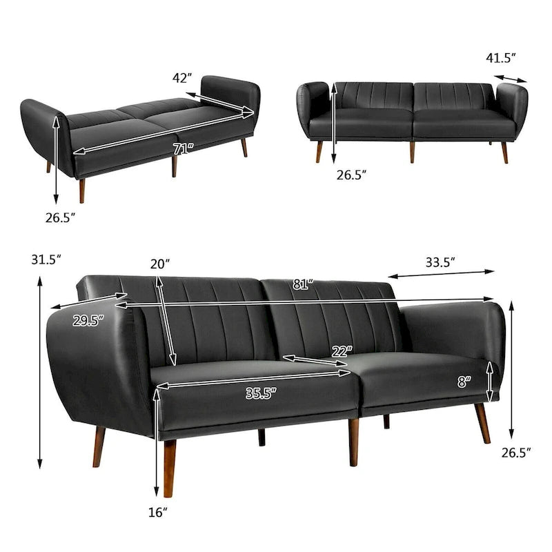 Divano Letto Futon Convertibile con Schienale Regolabile