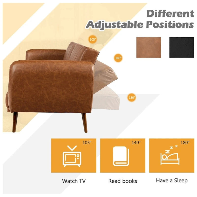 Divano Letto Futon Convertibile con Schienale Regolabile