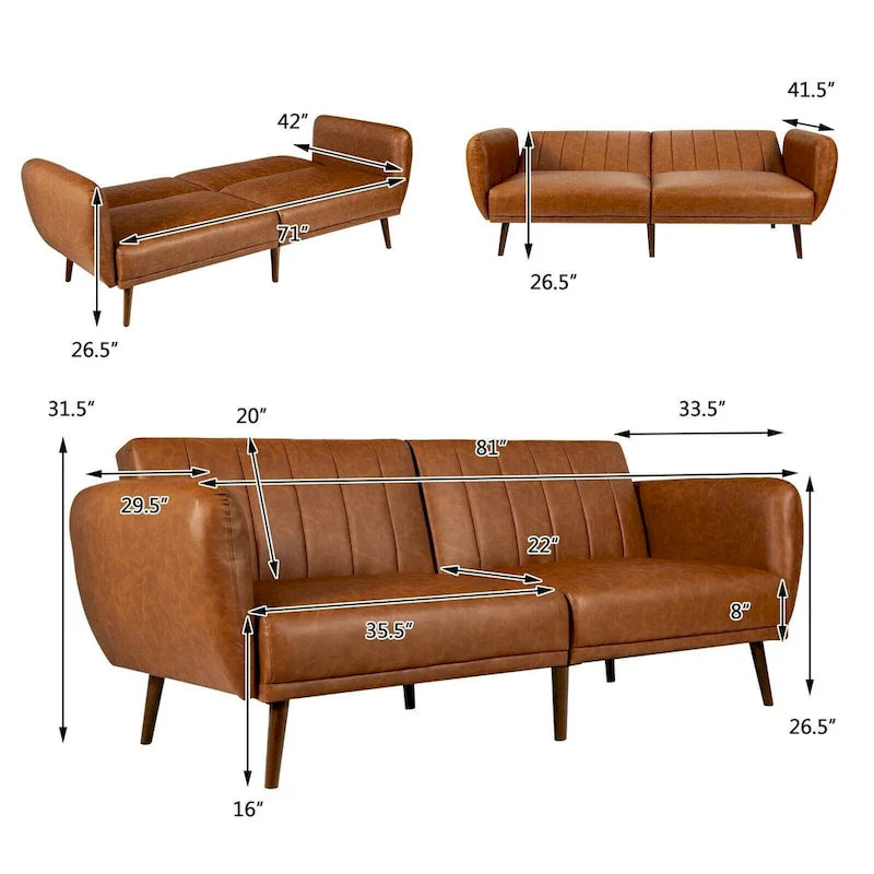Divano Letto Futon Convertibile con Schienale Regolabile