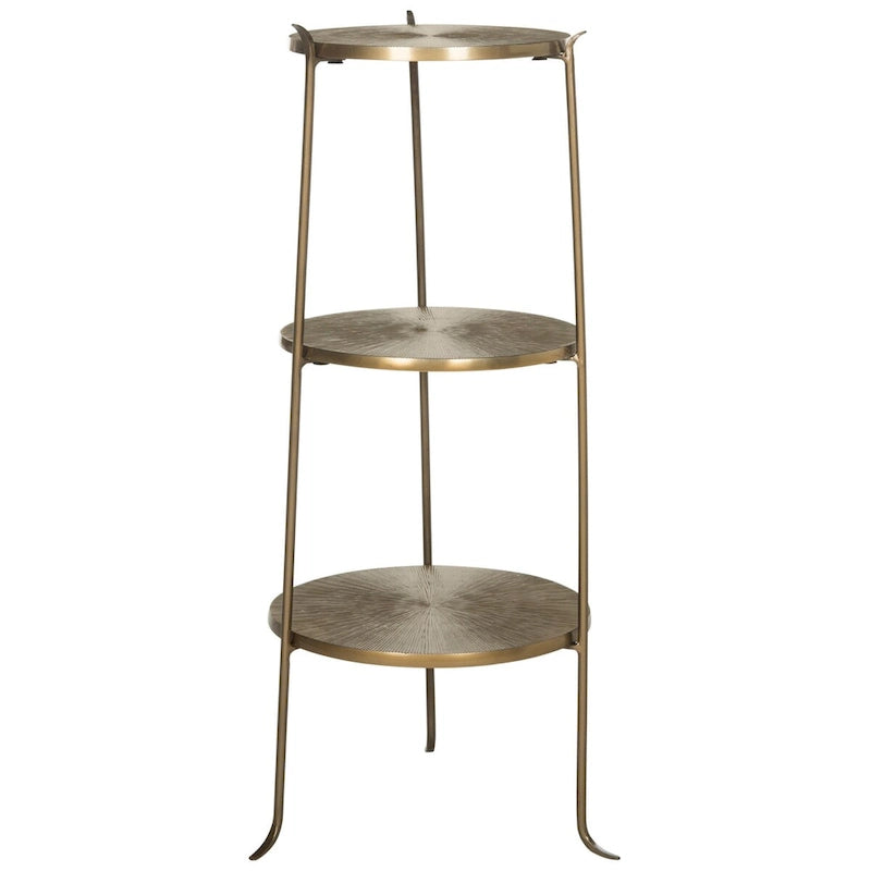 Tavolino Laterale in Ottone con Dettaglio a Raggi di Sole - 35,5 L x 35,5 P x 80 A cm