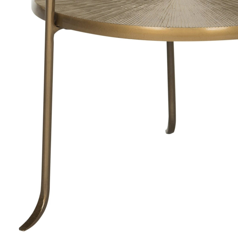 Tavolino Laterale in Ottone con Dettaglio a Raggi di Sole - 35,5 L x 35,5 P x 80 A cm