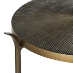 Tavolino Laterale in Ottone con Dettaglio a Raggi di Sole - 35,5 L x 35,5 P x 80 A cm