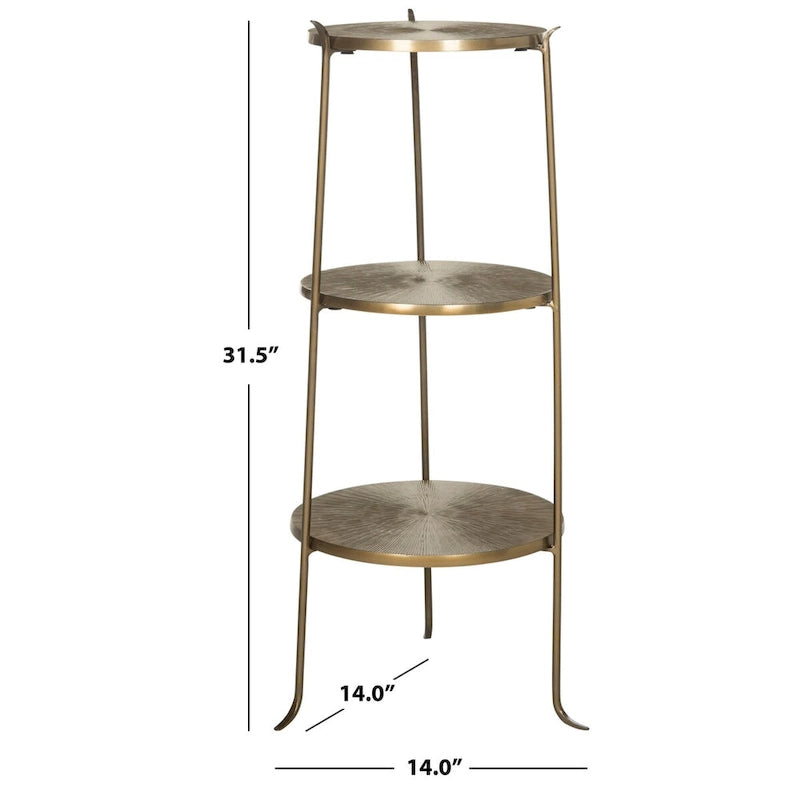 Tavolino Laterale in Ottone con Dettaglio a Raggi di Sole - 35,5 L x 35,5 P x 80 A cm