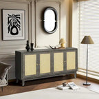 Credenza a buffet in rattan con 4 ante e ripiani regolabili