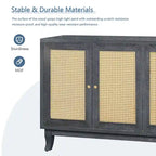 Credenza a buffet in rattan con 4 ante e ripiani regolabili