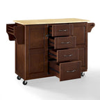 Carrello da cucina con piano in legno e contenitore
