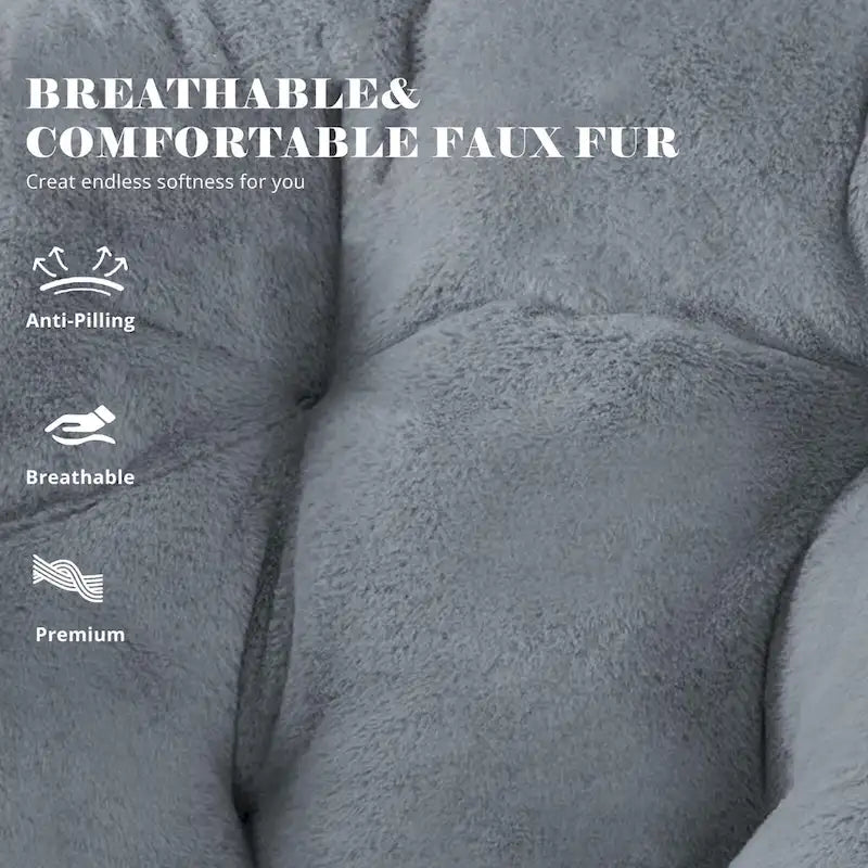 Sedia lounge pieghevole in pelliccia sintetica con cuscino