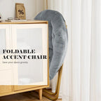 Sedia lounge pieghevole in pelliccia sintetica con cuscino