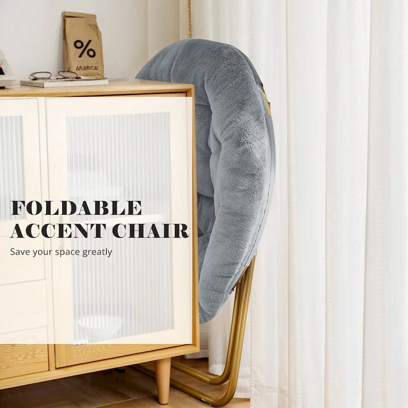 Sedia lounge pieghevole in pelliccia sintetica con cuscino