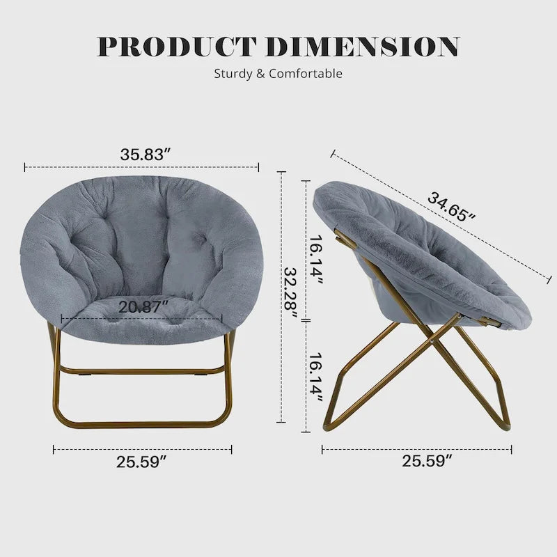 Sedia lounge pieghevole in pelliccia sintetica con cuscino