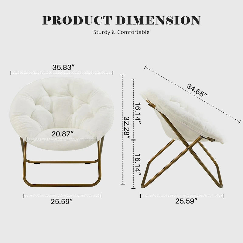 Sedia lounge pieghevole in pelliccia sintetica con cuscino