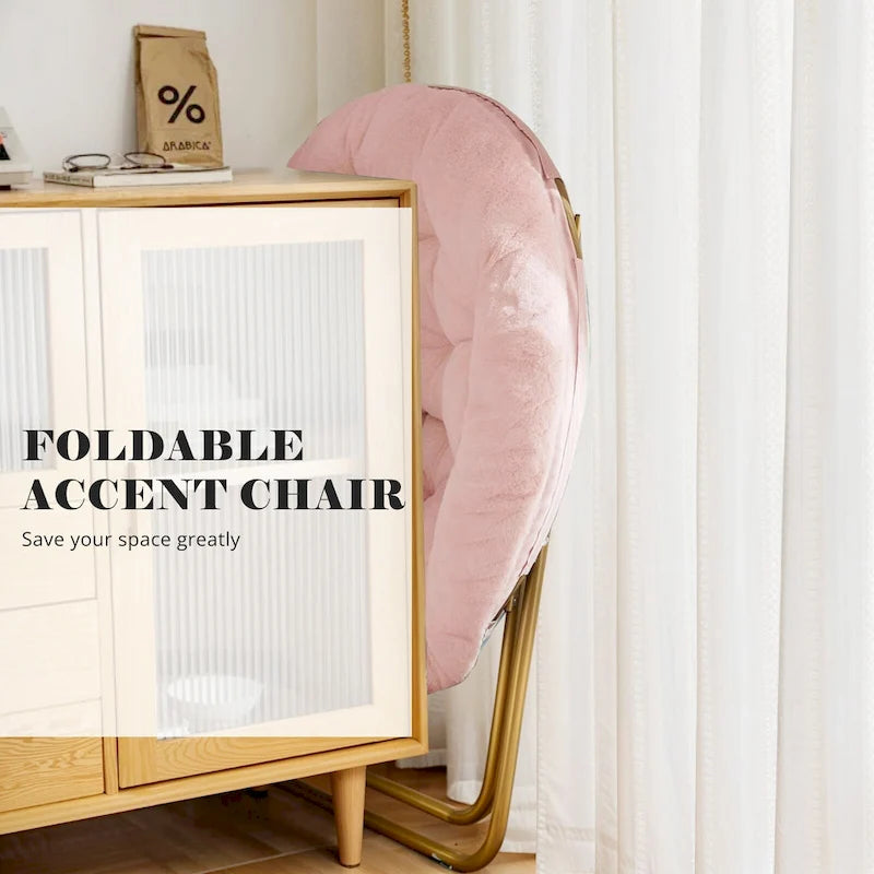 Sedia lounge pieghevole in pelliccia sintetica con cuscino