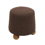 Sgabello imbottito Bouclé con gambe in legno massello