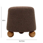 Sgabello imbottito Bouclé con gambe in legno massello