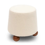 Sgabello imbottito Bouclé con gambe in legno massello