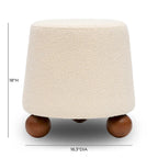 Sgabello imbottito Bouclé con gambe in legno massello