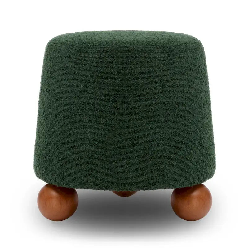 Sgabello imbottito Bouclé con gambe in legno massello