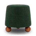 Sgabello imbottito Bouclé con gambe in legno massello