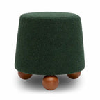 Sgabello imbottito Bouclé con gambe in legno massello